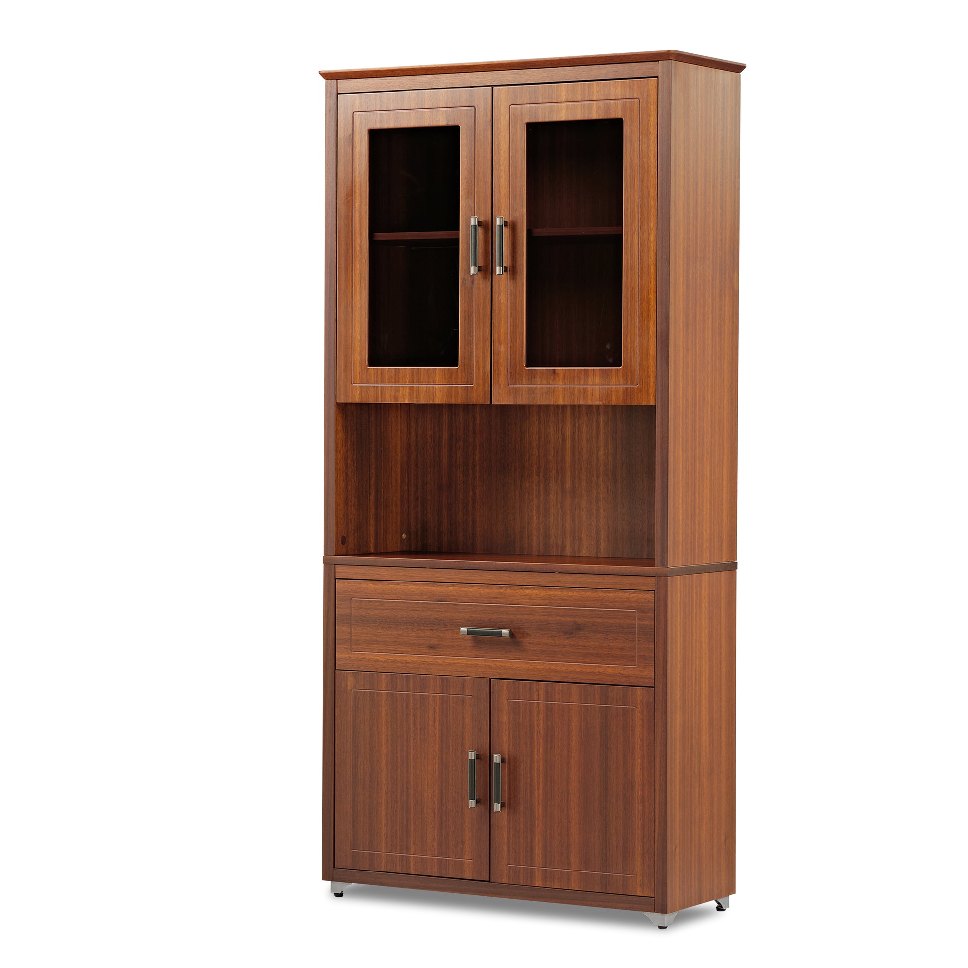 Executive Ark Collection, 72 inch Storage Cabinet Bookshelf with Doors, Walnut Closed Display Image
