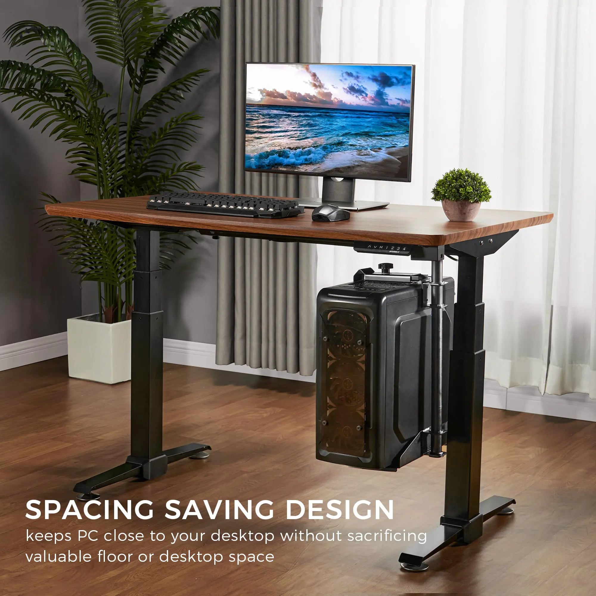 Black Practical Height & Width Adjustable CPU Holder | Eureka Ergonomic