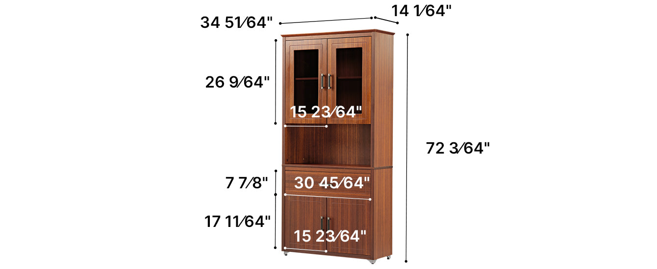 Ark Executive Series, 72 Storage Cabinet Bookshelf with Doors, Walnut Product Dimensions