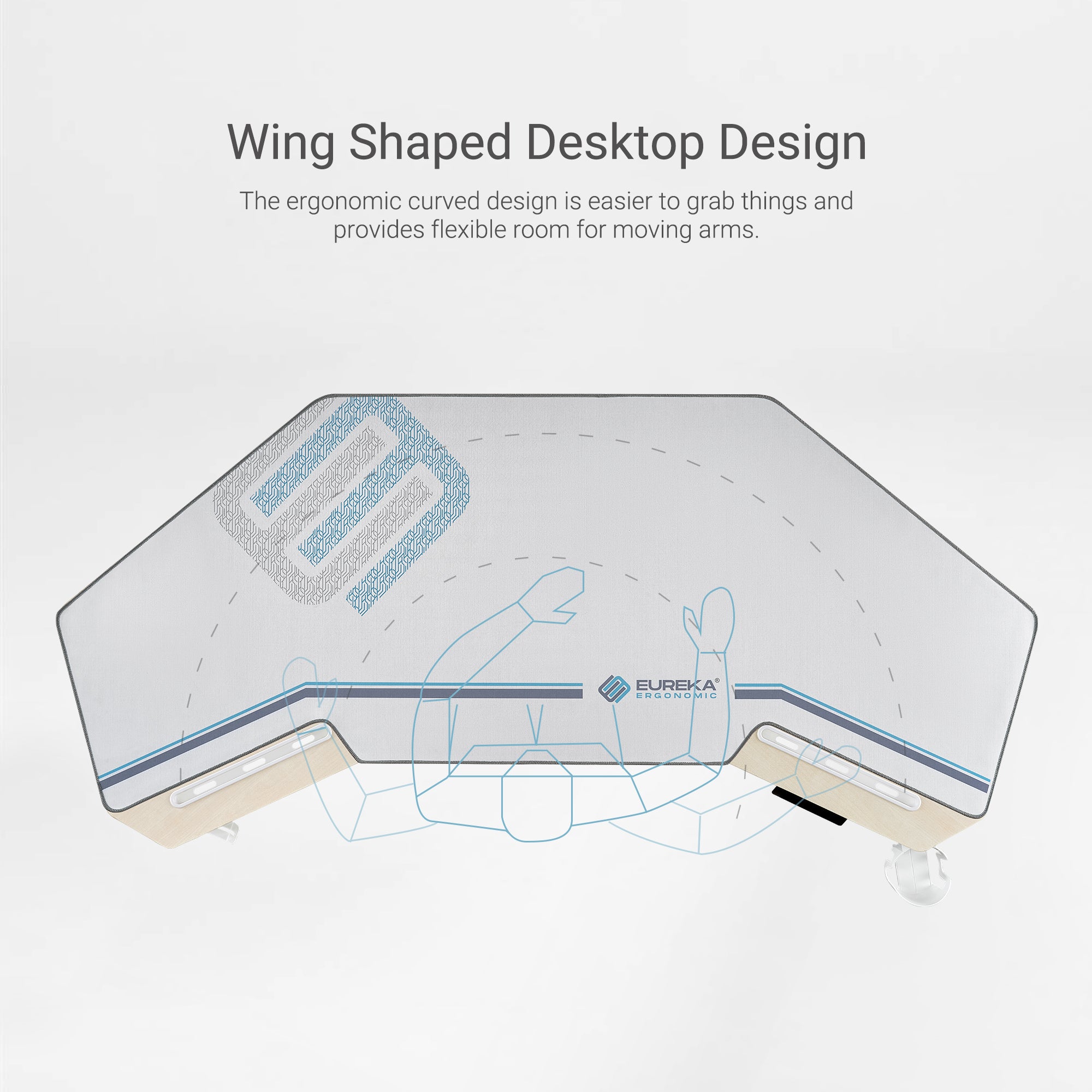 Eureka Ergonomic 63'' Wing Shaped Standing Desk with monitor shelves