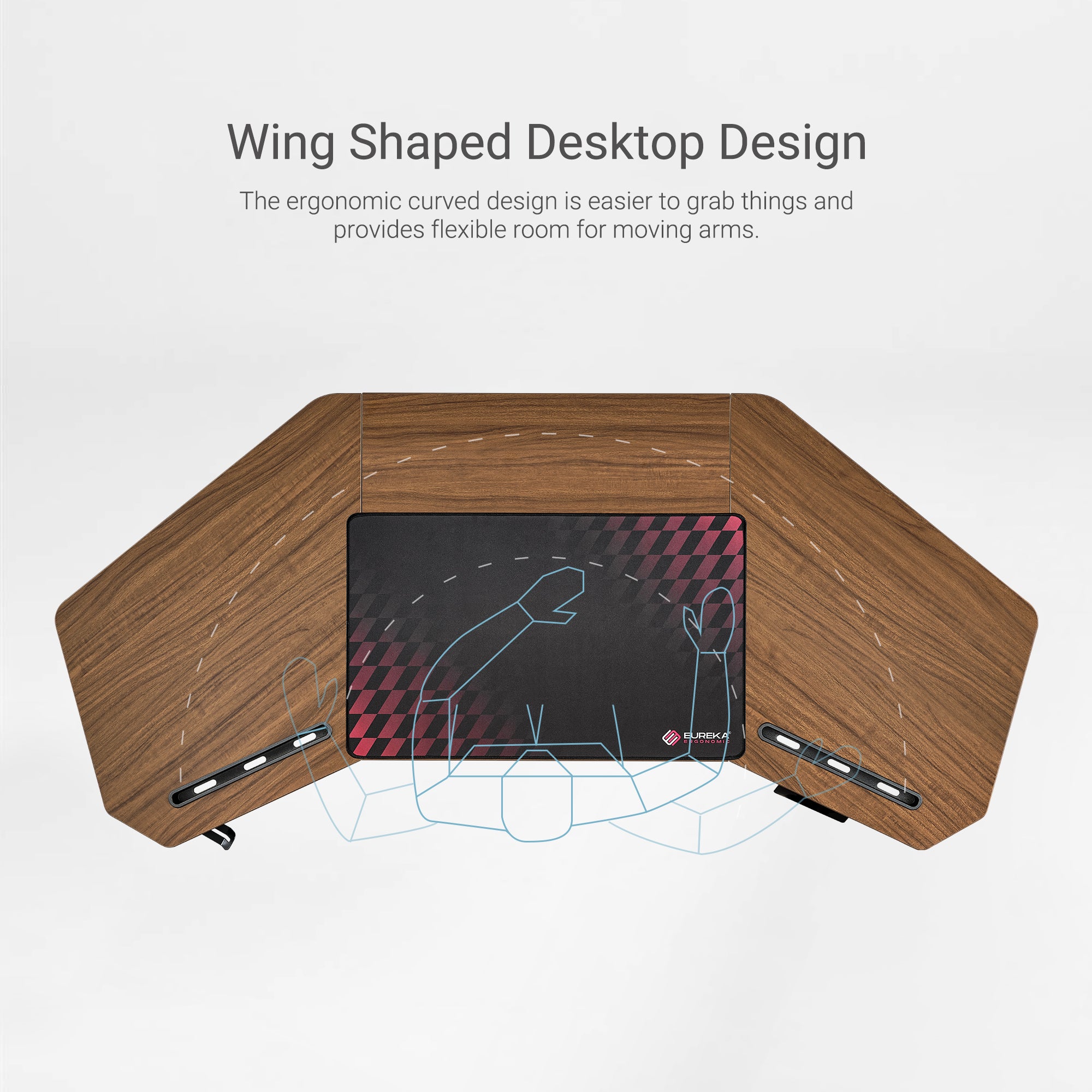 Eureka Ergonomic 63'' Wing Shaped Standing Desk with monitor shelves