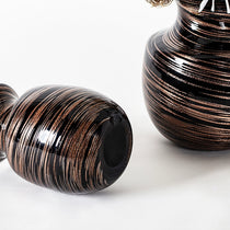 HD-02 Rustic Vases With Black and Copper Swirl Design. Perfect for Home Decor On a Dining Table, Desk, Or Shelf.