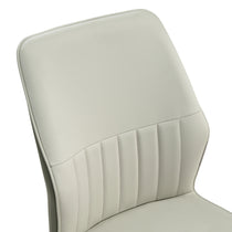 Ember Dining Chair Backrest Detail in Light Gray Upholstery, Modern Dining Room Furniture.