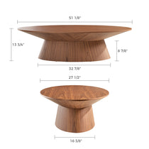 51 Walnut Oval Coffee Table in Walnut Veneer, With Dimensions Clearly Indicated for Accurate Product Representation.