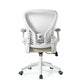 Back view of white background PU leather ergonomic office chair with lumbar support, Beige 