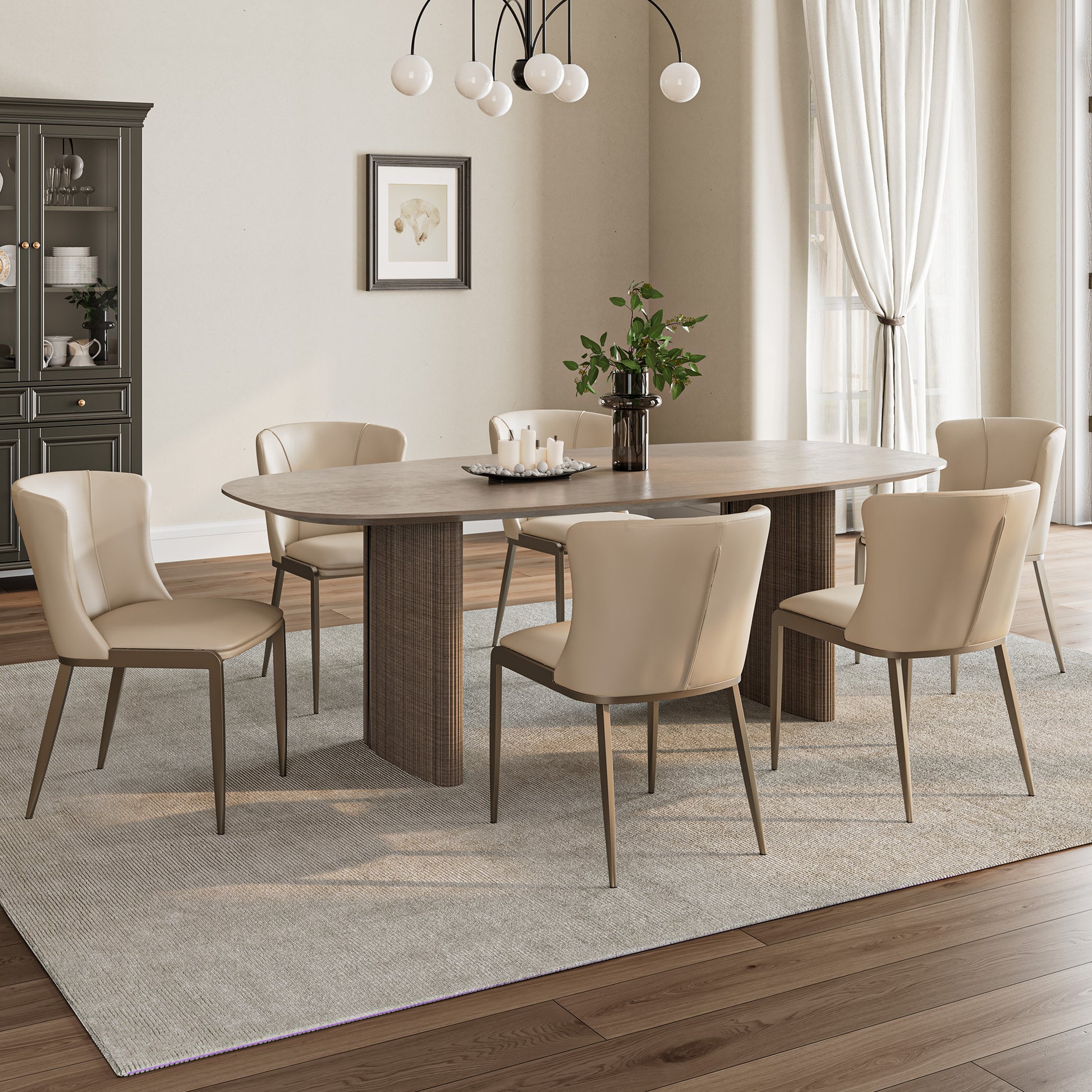 Eureka Ergonomic Dining Room with Beige Modern Minimalism Dining Chair Set of 2  