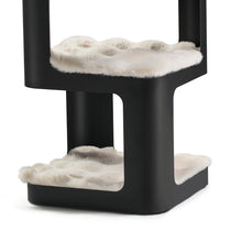 Black 3-Tier Cat Tower & Side Table With Plush Cat Beds - Modern Design.