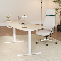 Eureka Ergonomic 70-Inch Heptagon Standing Desk and Ergonomic Chair Home Office Setup.