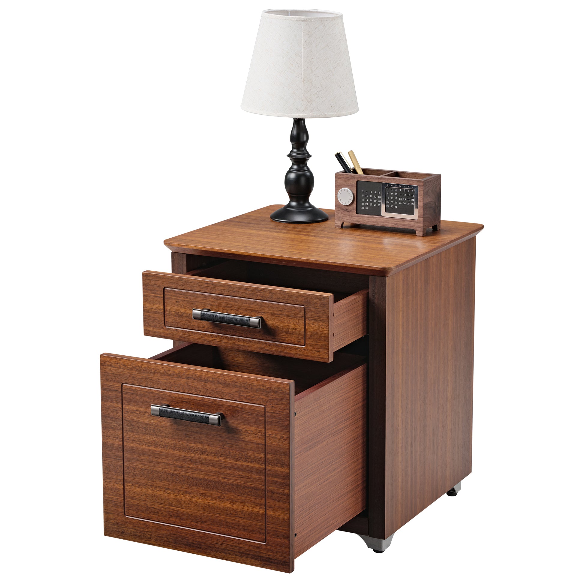 Executive Ark 19 inch file storage cabinet with walnut finish and sturdy  metal legs