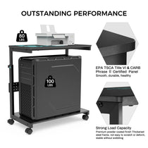 Eureka Ergonomic Mobile Cpu Cart in Black, Height Adjustable, for Computer and Printer, Durable, and Stable.