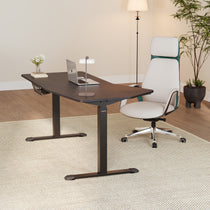Eureka Ergonomic 70-Inch Heptagon Standing Desk With Ergonomic Chair, Wood Veneer.