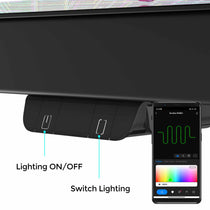 Eureka Ergonomic Cpu Cart With App-Controlled Rgb Lighting, Shown With Lighting Control On/Off Options.