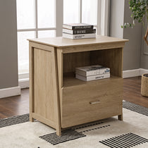 Eureka Ergonomic Ark El Oak File Storage Cabinet With Books On Top, Ideal for Home Office.