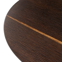 Modern Irregular Walnut Coffee Table Detail, Showcasing Dark Walnut Wood Grain and Design.