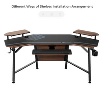 Eureka Ergonomic Convertible Desk With Different Shelf Installation Options, Wood and Black Finish, Maximizing Workspace.