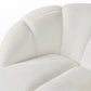 Adele, Upholstered Swivel Chair, White Imitated Polar Bear Fabric Curved Design