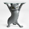23''H, Enchanting Cat Side Table - Gray - Single Glass Tray