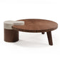 41" lrregular Round Solid Wood Walnut Coffee Table With walnut parquet veneer