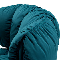Rlesana Velvet Dining Chair Detail, Teal Quilted Back, Luxurious Design.