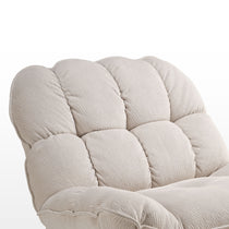 Grayson Power Recliner Chair - Beige Fabric, Quilted Headrest Detail for Comfort and Support.