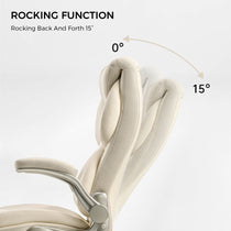 Galene Cream Office Chair Rocking Back and Forth 15 Degrees, Ergonomic Design, Breathable Mesh Headrest for Workspace Comfort.