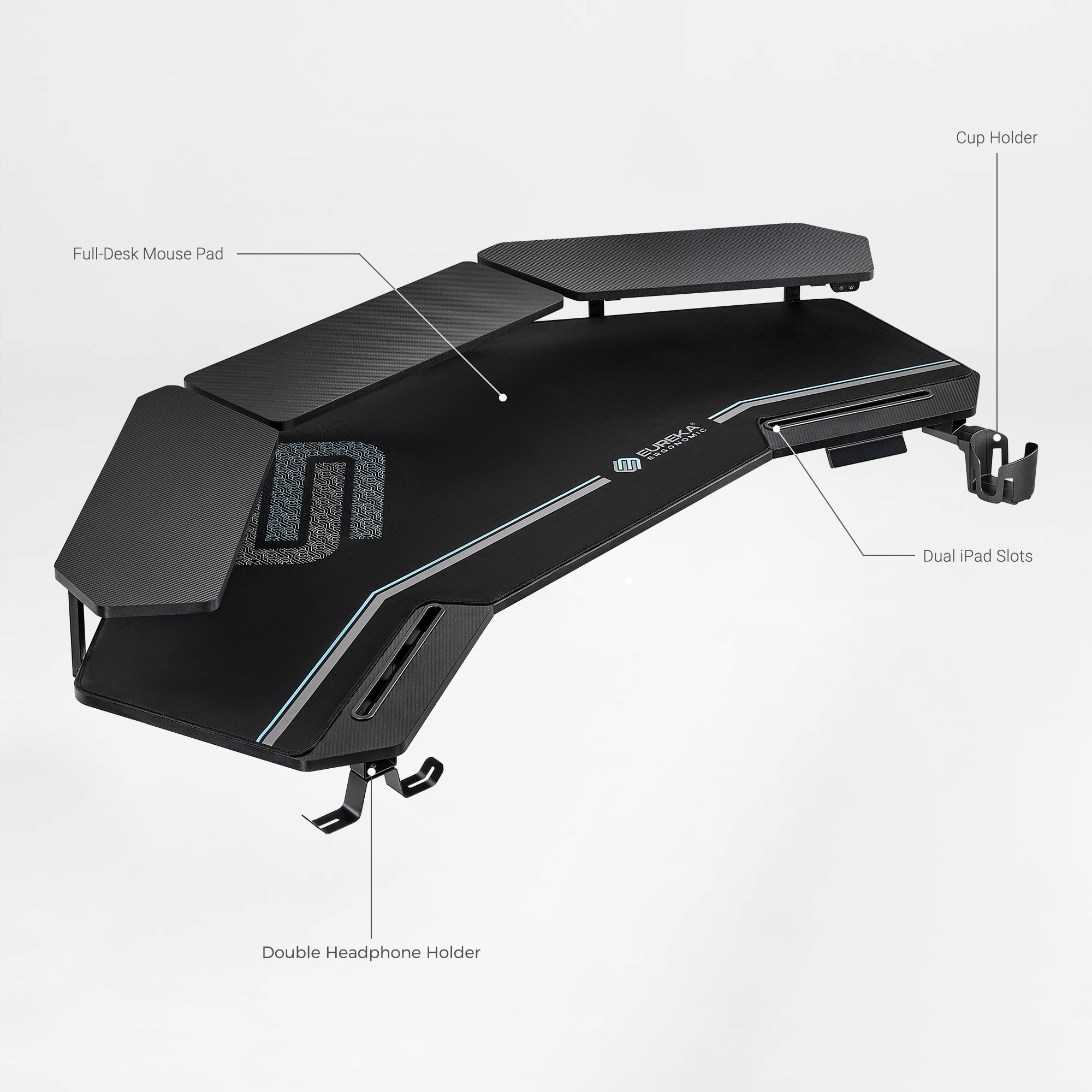 Eureka Ergonomic 63'' Wing Shaped Standing Desk with monitor shelves