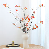 ALD-01 Fall Ficus Branches in White Vase, Featuring Realistic Orange and Yellow Leaves for Home Decor.