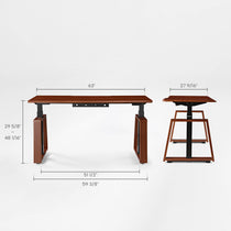 Ark Lite Standing Desk Dimensions: 63 Width, Adjustable Height From 29 5/8 to 48 1/16, Brown Woodgrain Finish.
