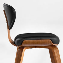 Belmar Black Leather Dining Chair Detail: Black Leather Seat and Backrest With Wood Frame.