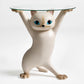 Enchanting Cat Side Table With Clear Glass Tray, White Cat-Shaped Base, and Home Decor.