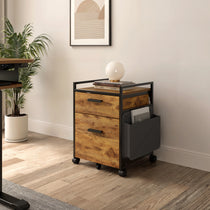 23 Rolling File Cabinet With Rustic Brown Drawer and Fabric Storage Bag for Office.