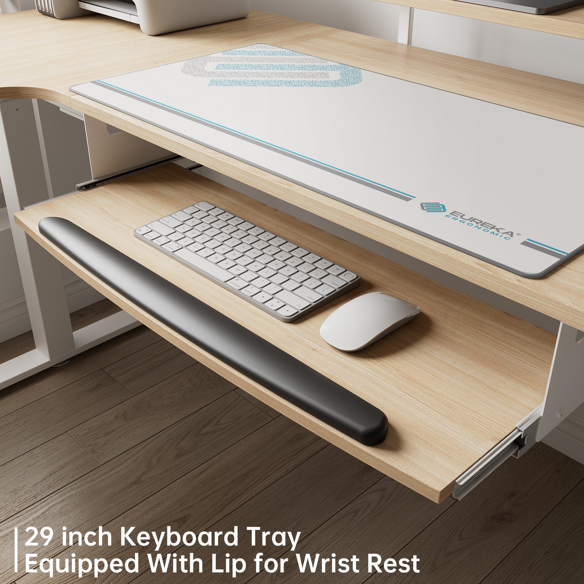 60x23 L Shaped Standing Desk with Accessories Set Equipped With Lip for Wrist Rest