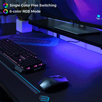 Eureka 74'' U-Shaped Standing Desk, RGB Lighting Switching