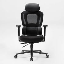 Hybrid ergonomic chair front view on white background, Blue