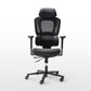 Hybrid ergonomic chair front view on white background, Blue