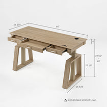 Ark El Executive Standing Desk With Dimensions: 60 Top, Adjustable Height, and Oak Veneer Finish.