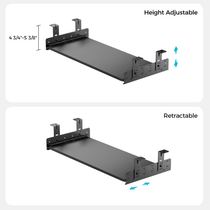 Ergonomic Pull-Out Keyboard Tray With Height Adjustment and Retractable Features, Carbon Fiber Finish.