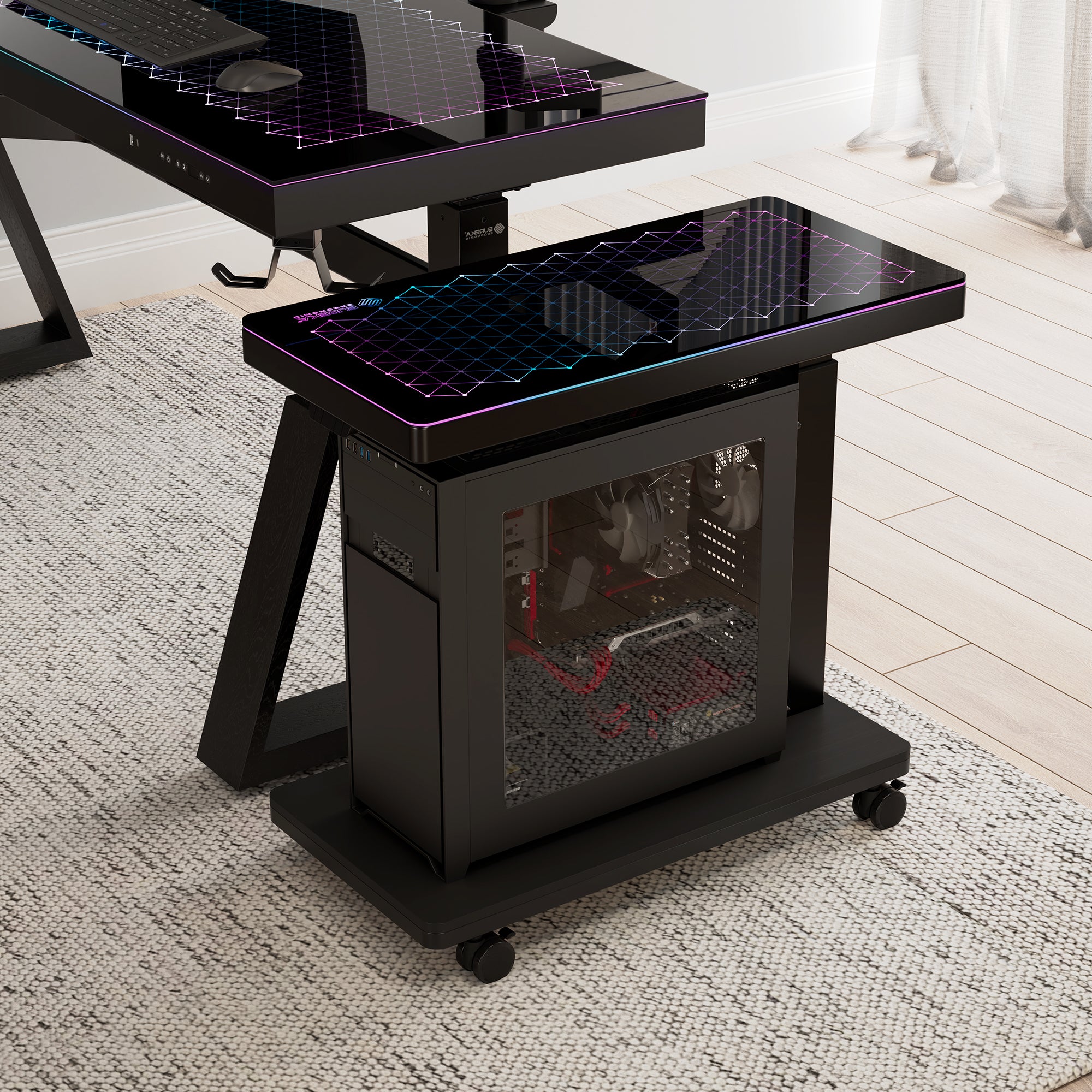 Computer Accessories PC Stand Rolling Cart with Wheels and Mouse Pad