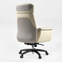 Royal Microfiber Leather Executive Office Chair in Cream and Gray, Ergonomic Design and Comfort Features.