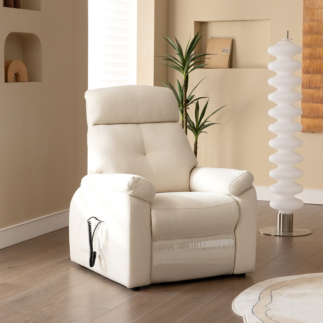 White leather lift online chair