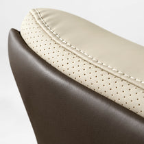 Royal Slim Executive Office Chair Detail: Champagne Leather With Perforation and White Stitching, Ergonomic Design.