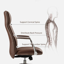 Royal Slim Executive Office Chair - Ergonomic Design for Back Support, Featuring Brown Leather and Lumbar Support.