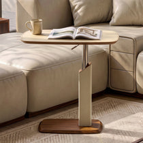 Height-Adjustable Saddle Leather C-Shaped Side Table