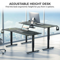 Eureka Ergonomic Adjustable Height Gaming Desk, Black With Monitor and Laptop, Ergonomic Design, Find Your Best Height.