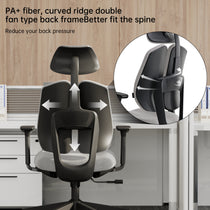 Flex Ergonomic Office Chair With Pa+ Fiber Curved Backrest for Spine Support, Promoting Posture and Reducing Back Pressure.