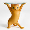 23''H, Enchanting Cat Side Table - Orange - Single Glass Tray