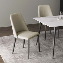 Off-White Chester Dining Chairs Set of 2, Pu Leather Upholstery, Modern Dining Room.