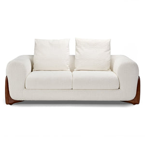 Eureka Classic Loveseat sofa with solid wood base, off-white