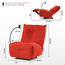 Red Linx Power Glider Recliner With Techno 3D Fabric and Dimensions, 360 Lbs Capacity, Ergonomic Design.
