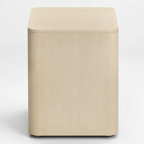 Eureka Ergonomic Opal fluted file cabinet in Cream, rear view of the flat wood grain back panel